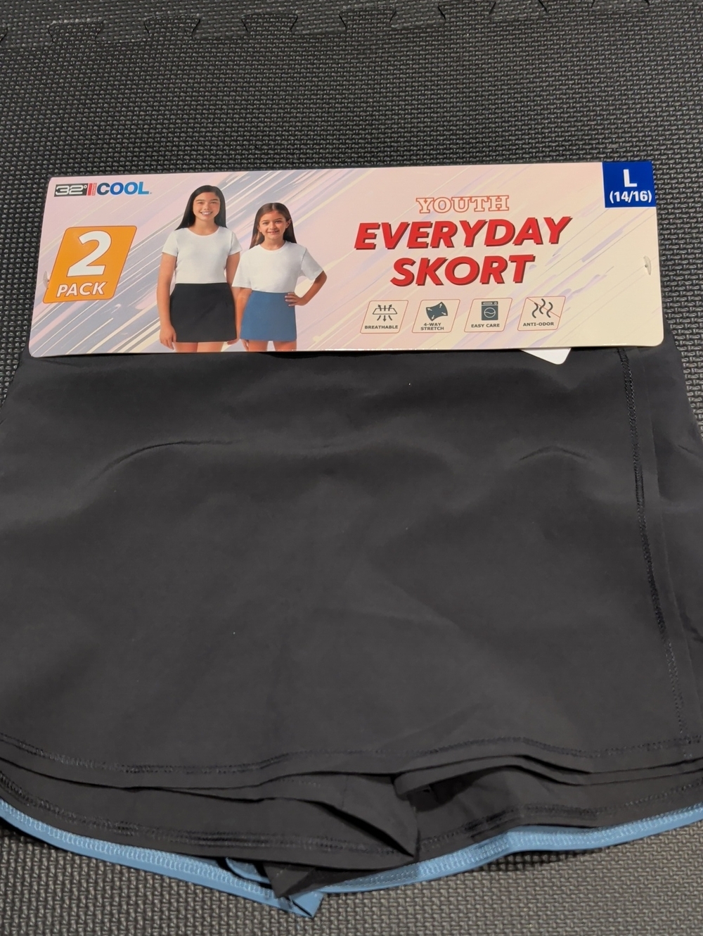 32 Degrees Girls Black & Blue Everyday Skort - 2-Pack